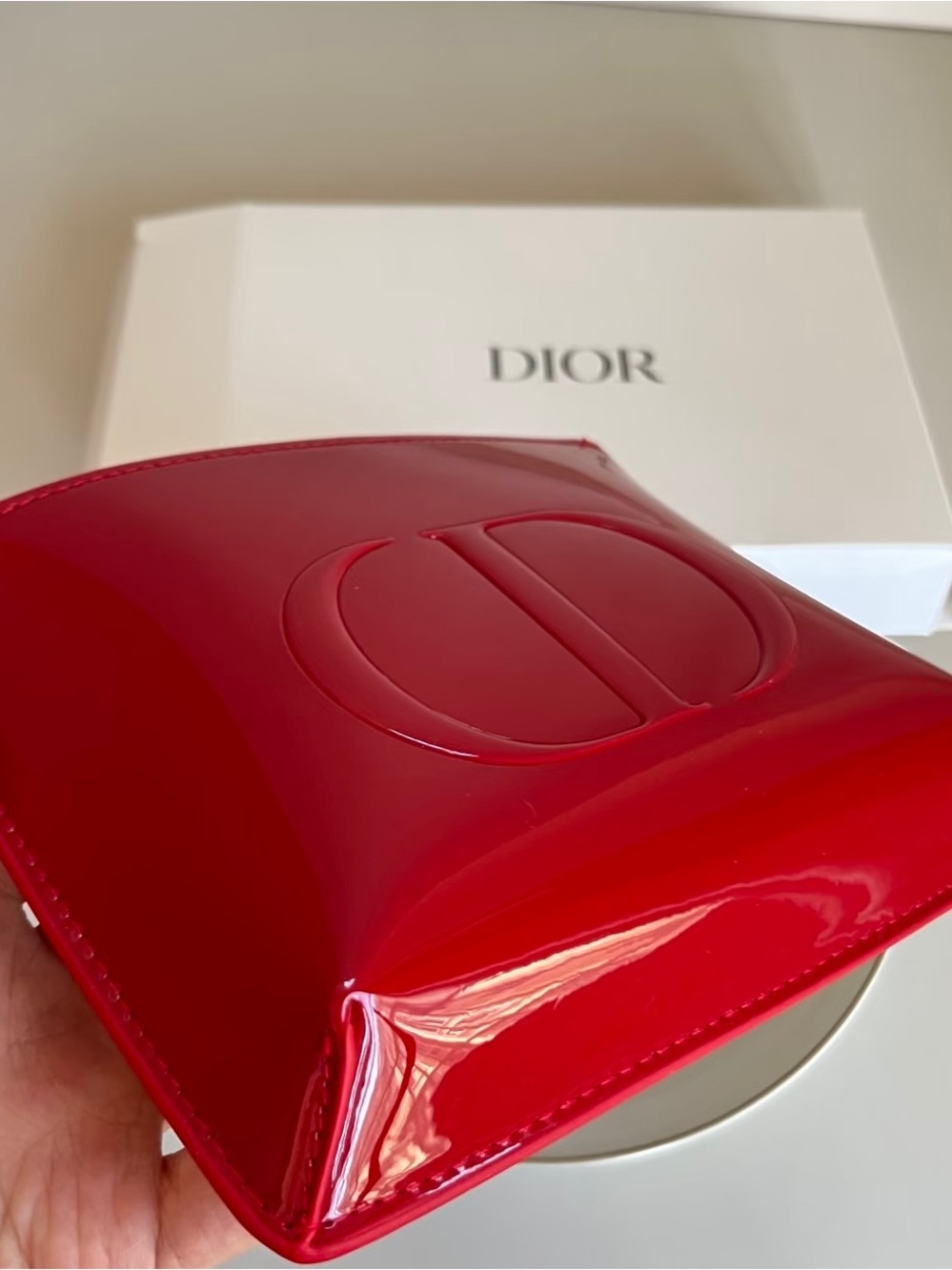 DIOR Red Patent CD Zip Pouch - Picture 4 of 8